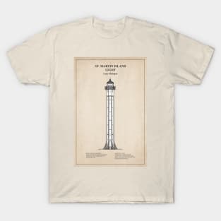 St. Martin Island Light Lighthouse - Michigan - SBD T-Shirt